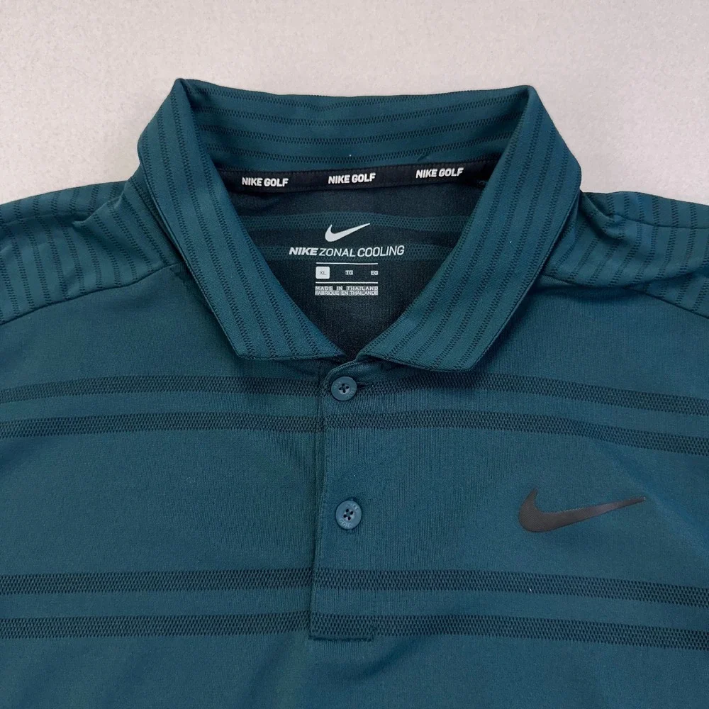 TIGER WOODS‎ Nike ZONAL COOLING Golf Polo Mens XL Dark Teal Performance Shirt